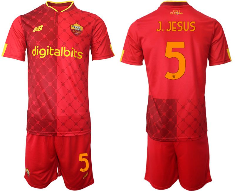 Men 2022-2023 Club AS Rome home red #5 Soccer Jersey